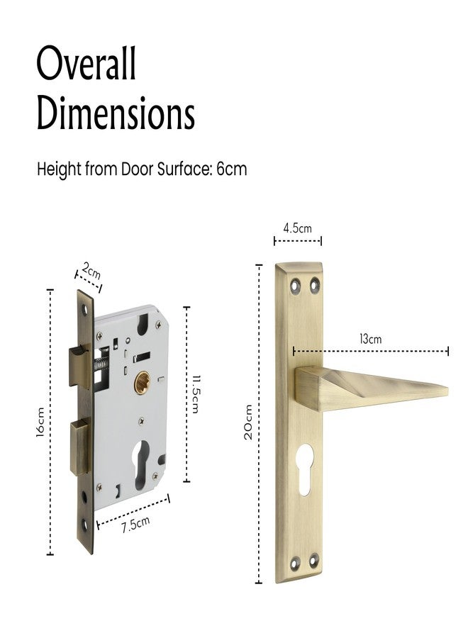 LAPO قفل باب أمامي شديد التحمل من لابو، طقم مقبض باب رئيسي مع مفاتيح، أسطوانة 60 مم، جسم قفل 45 × 50 مم - مثالي للمنزل، غرفة النوم، المكتب، الفندق (تشطيب عتيق، ضمان 3 سنوات) CY-136 - Image 2